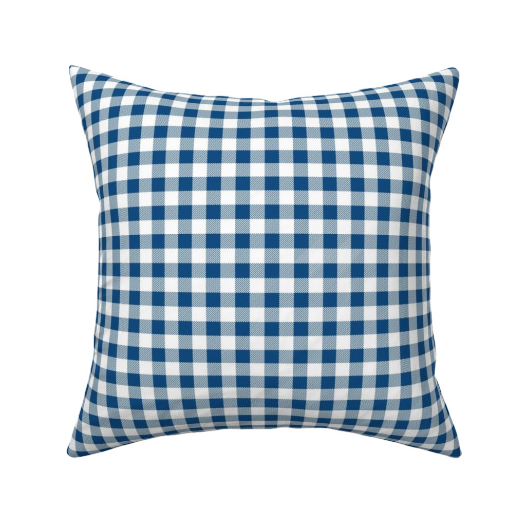 Classic Gingham - Blue Pillow, Woven, Beige, 16x16, Single Sided, Blue