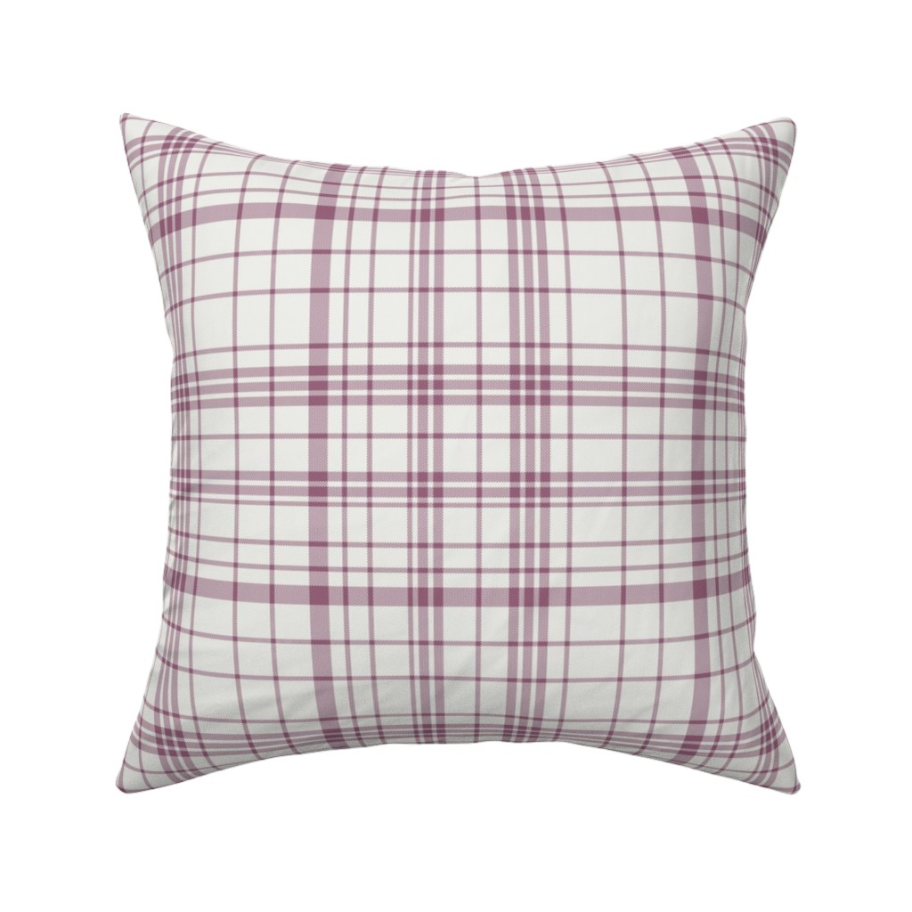 Tartan Check Pillow, Woven, Beige, 16x16, Single Sided, Purple
