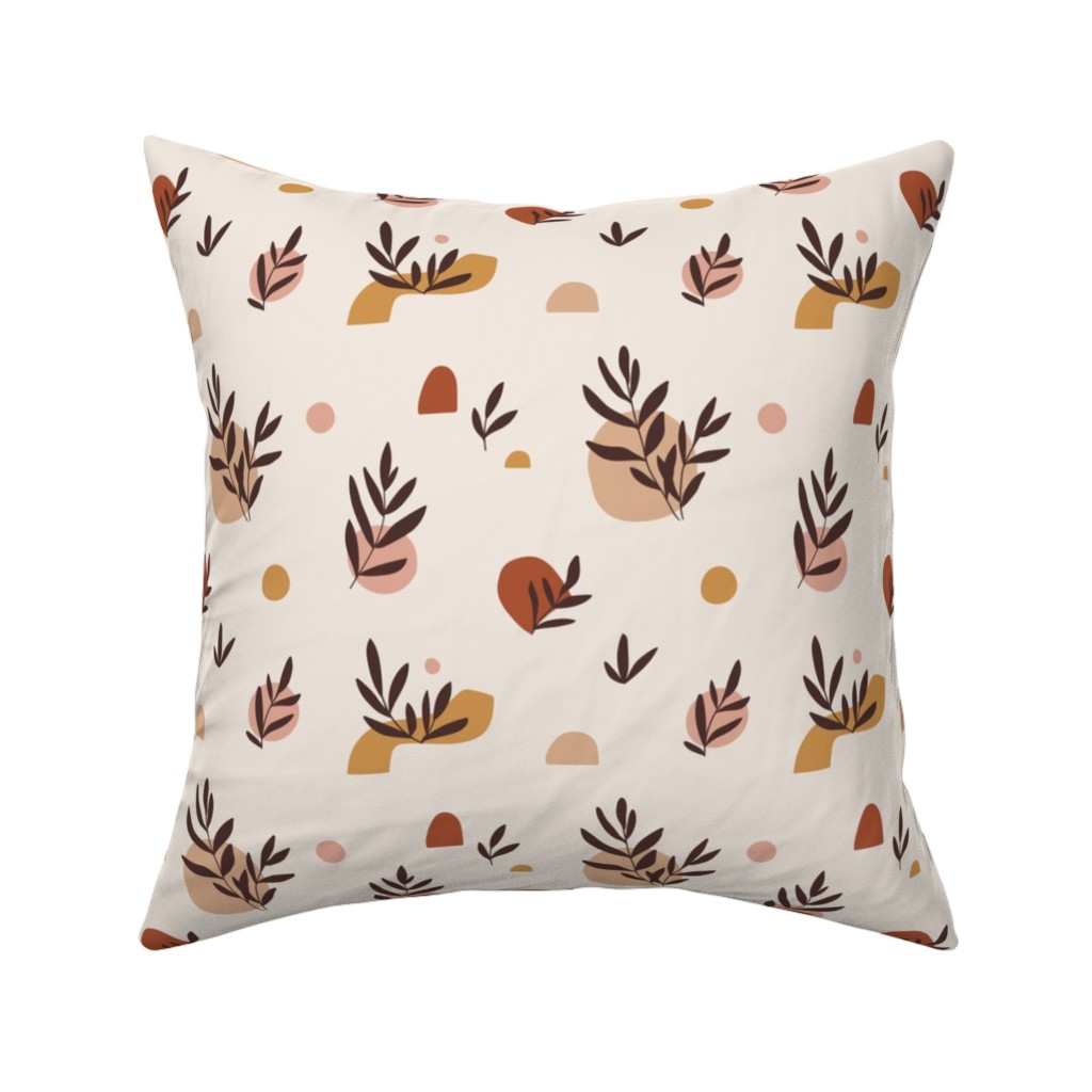 Abstraction and Tropical Leaves - Light Pillow, Woven, Beige, 16x16, Single Sided, Beige, Pearl