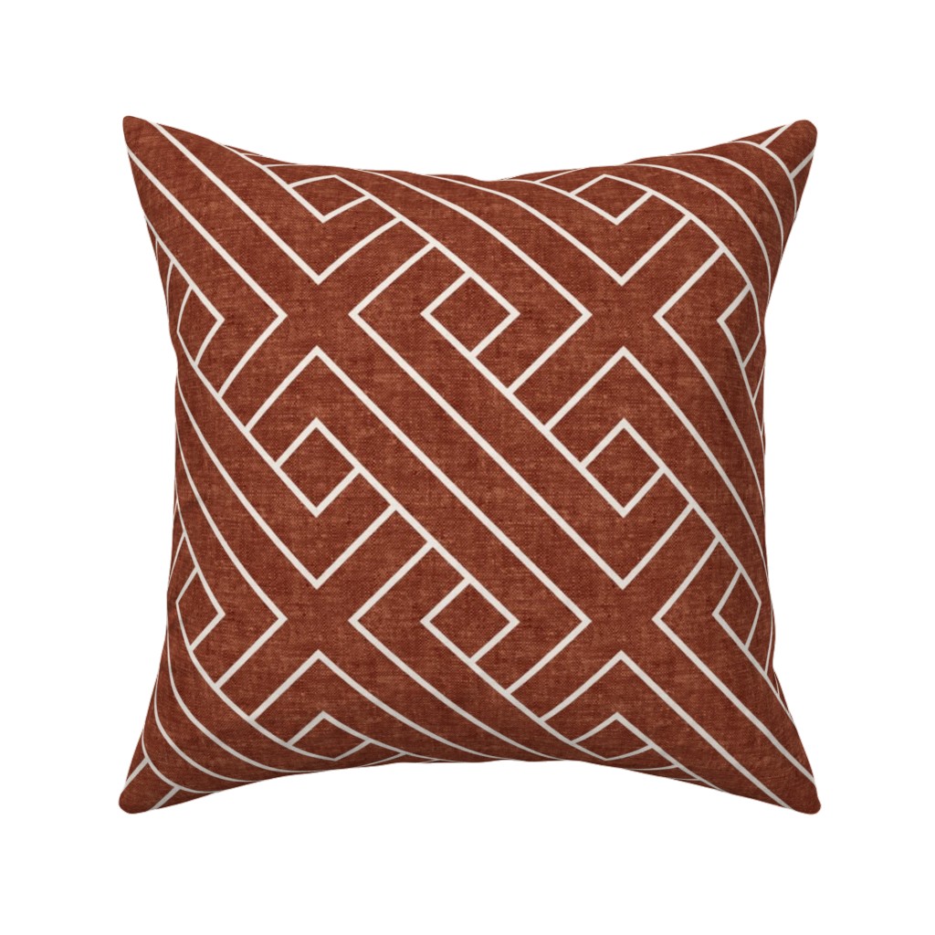 Cadence Geometric Weave - Rust Pillow, Woven, Beige, 16x16, Single Sided, Red