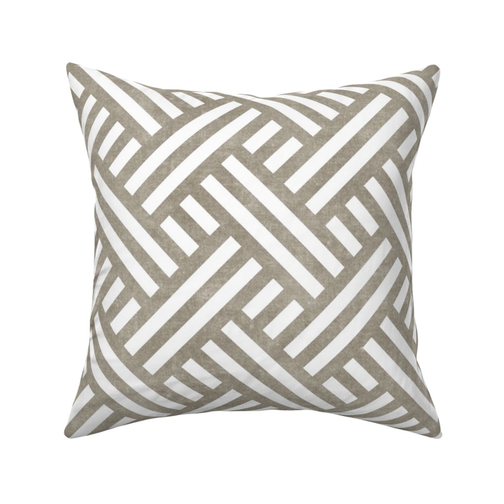 Farmhouse Weave Pillow, Woven, Beige, 16x16, Single Sided, Gray