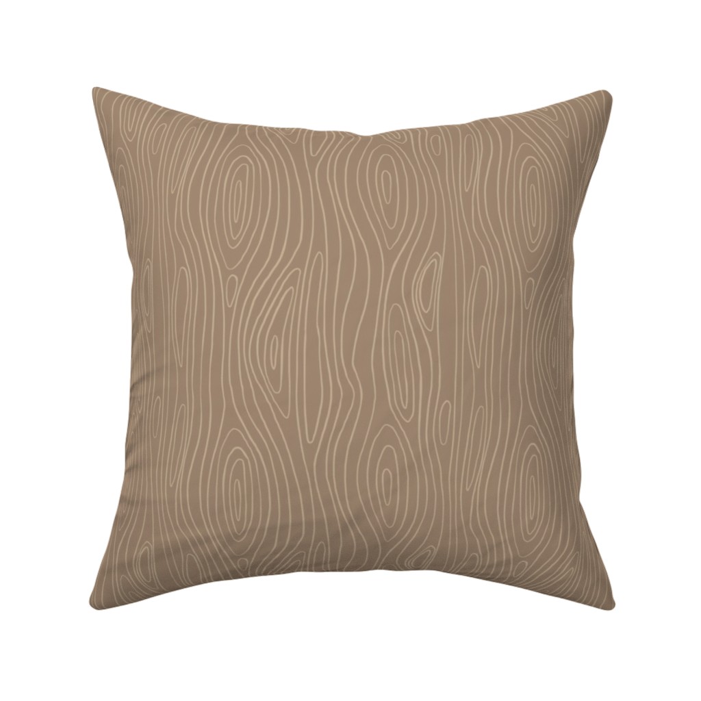 Wood Grain Pillow, Woven, Beige, 16x16, Single Sided, Brown