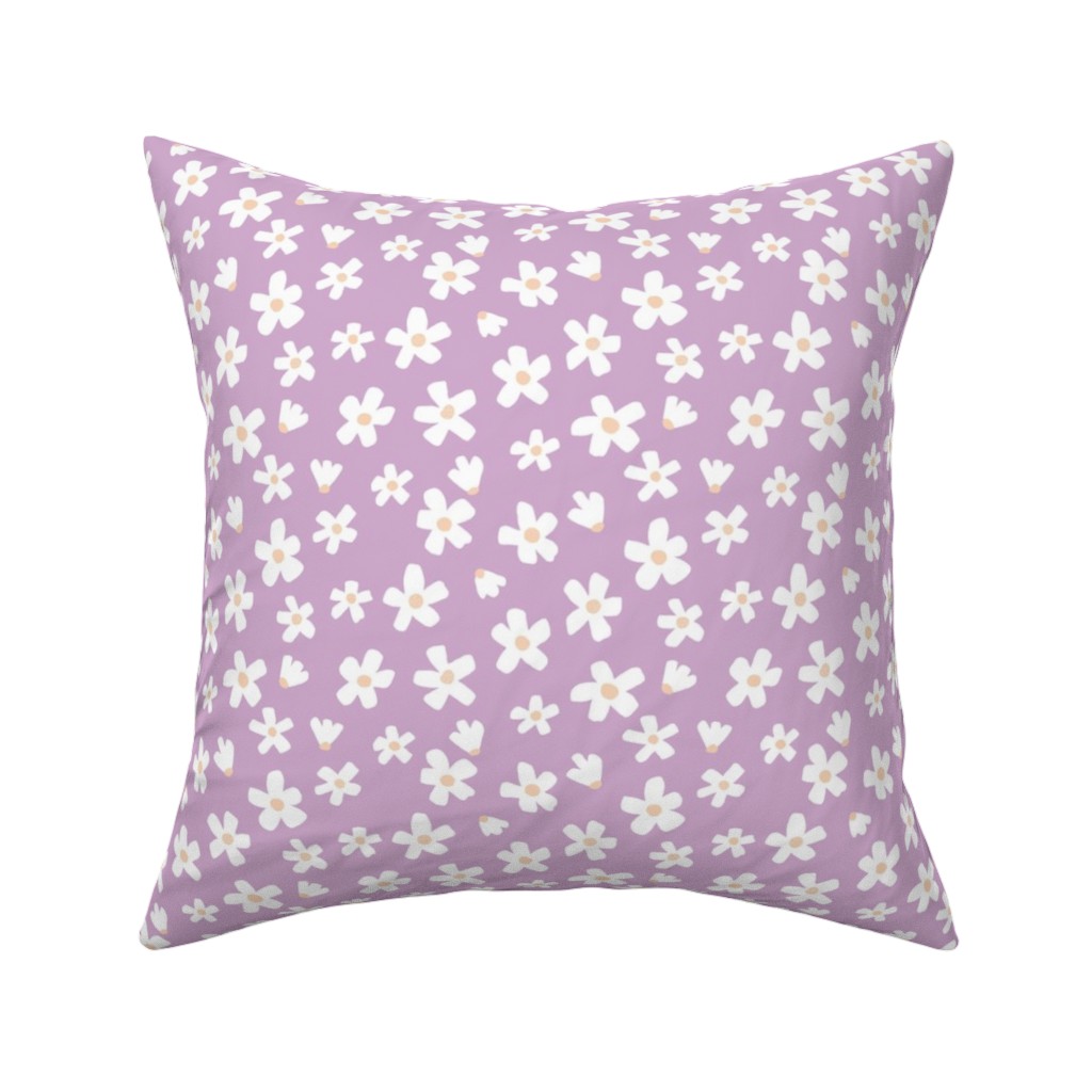 Daisy Garden Floral - Purple Pillow, Woven, Black, 16x16, Single Sided, Purple