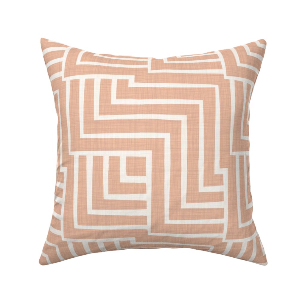Square Angles - Pink Pillow, Woven, Black, 16x16, Single Sided, Pink