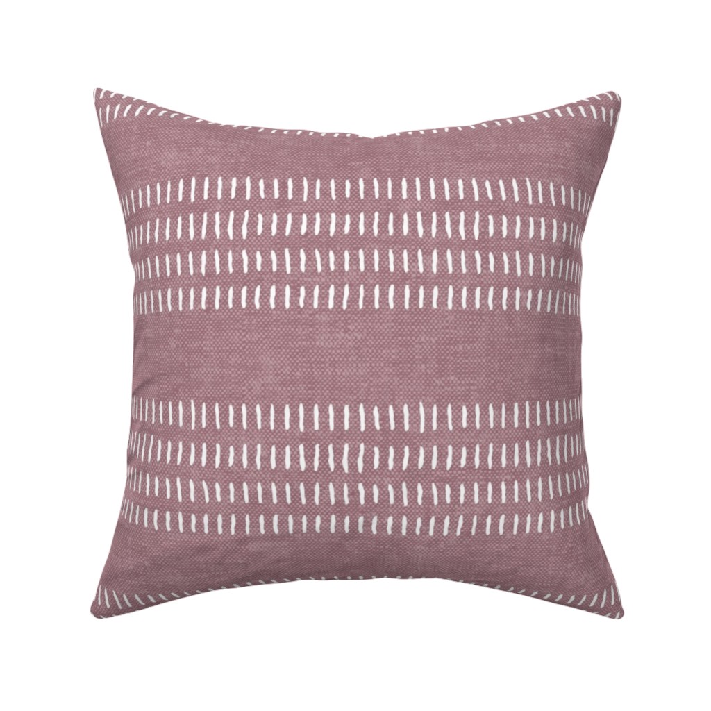 Farmhouse Stitch Stripes on Mauve Pillow, Woven, Black, 16x16, Single Sided, Purple