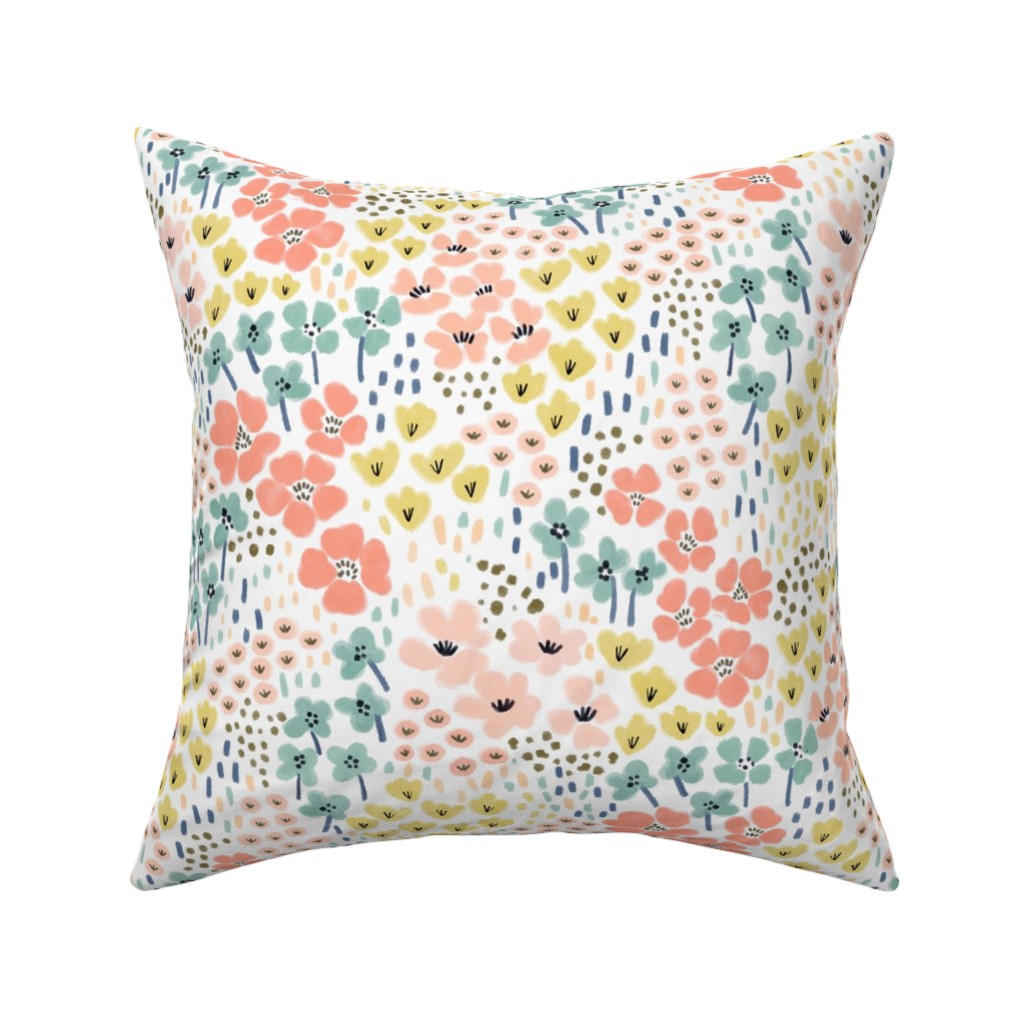 April Bits Vintage - Pink Pillow, Woven, Black, 16x16, Single Sided, Pink