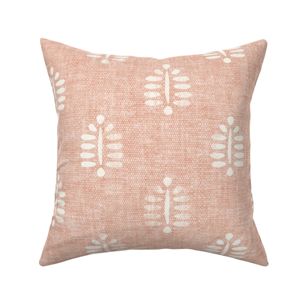 Block Print Fern - Dusty Pink Pillow, Woven, Black, 16x16, Single Sided, Pink