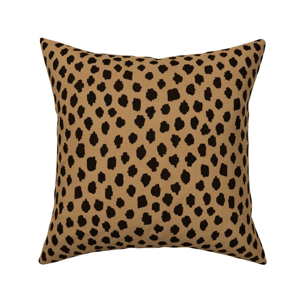 Cheetah Spots - Brown Pillow, Woven, Black, 16x16, Single Sided, Brown