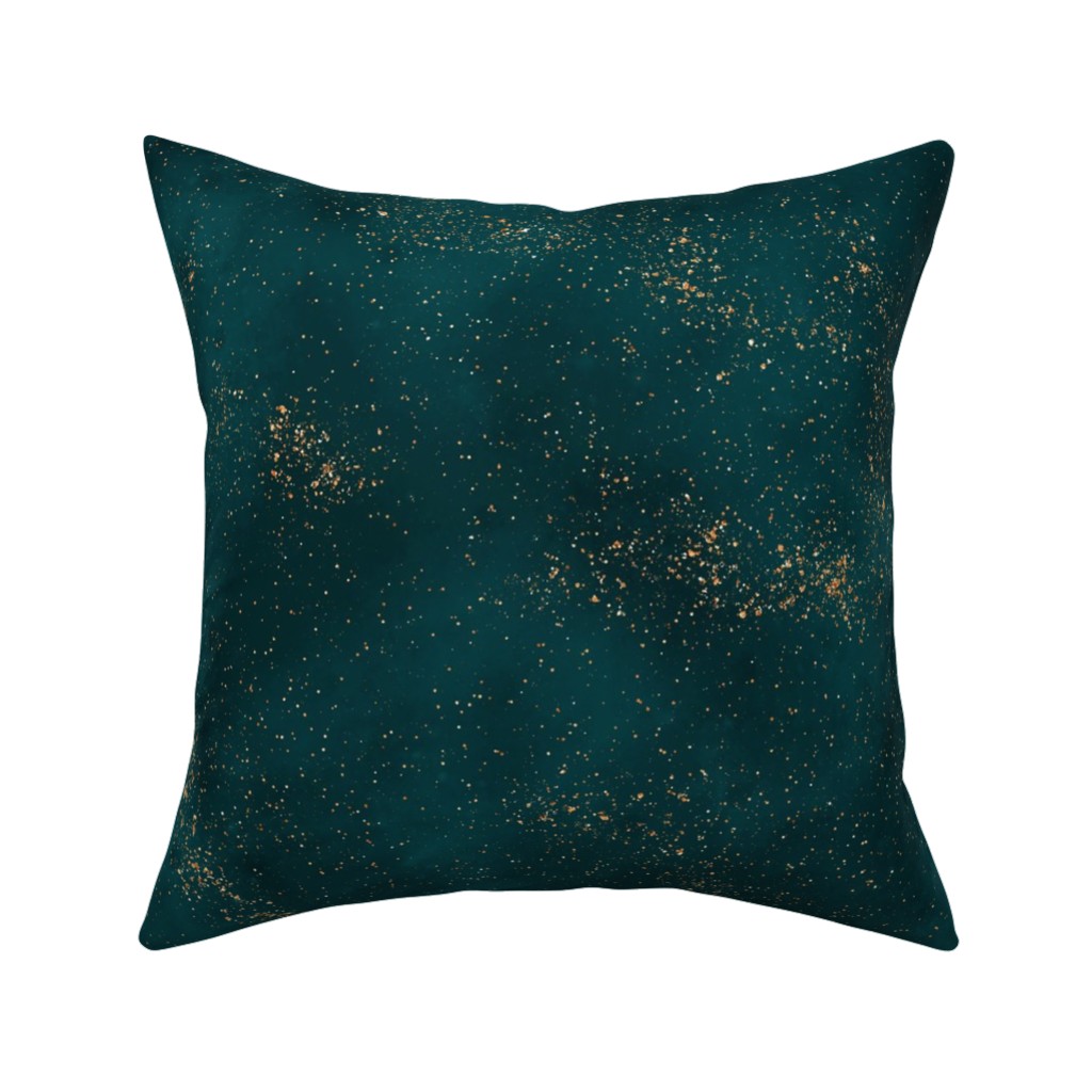 Stardust - Green Pillow, Woven, Black, 16x16, Single Sided, Green