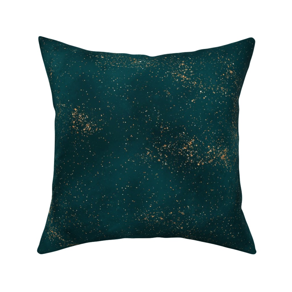 Stardust - Green Pillow, Woven, Black, 16x16, Single Sided, Green, Classic Green