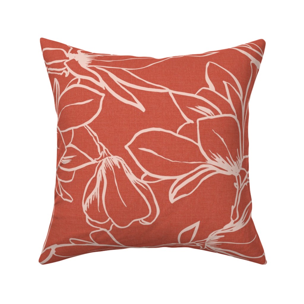Magnolia Garden Pillow, Woven, Black, 16x16, Single Sided, Red