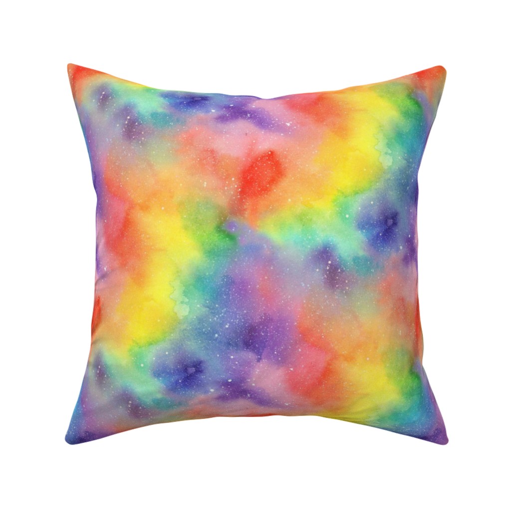 Watercolor Rainbow - Multi Pillow, Woven, Black, 16x16, Single Sided, Multicolor
