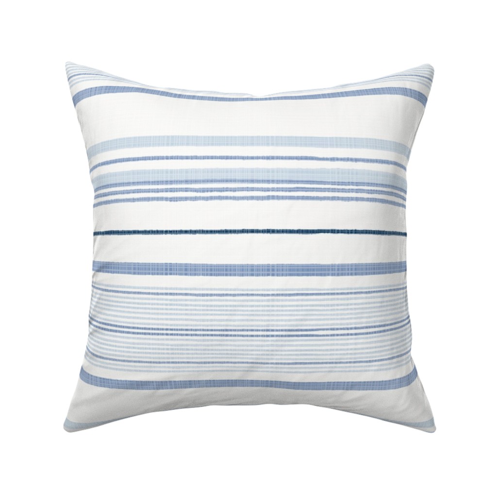 Double Anderson Stripe - Blue Pillow, Woven, Black, 16x16, Single Sided, Blue, True Blue