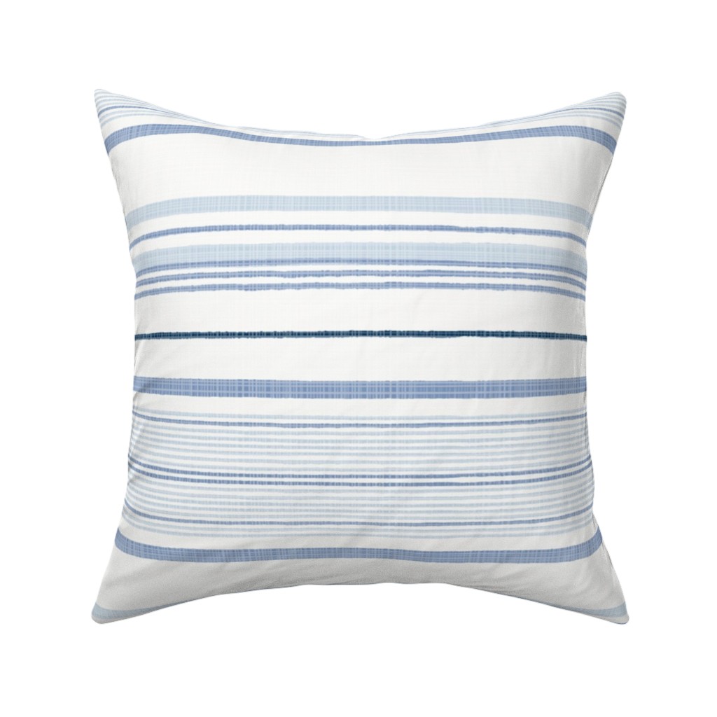 Double Anderson Stripe - Blue Pillow, Woven, Black, 16x16, Single Sided, Blue