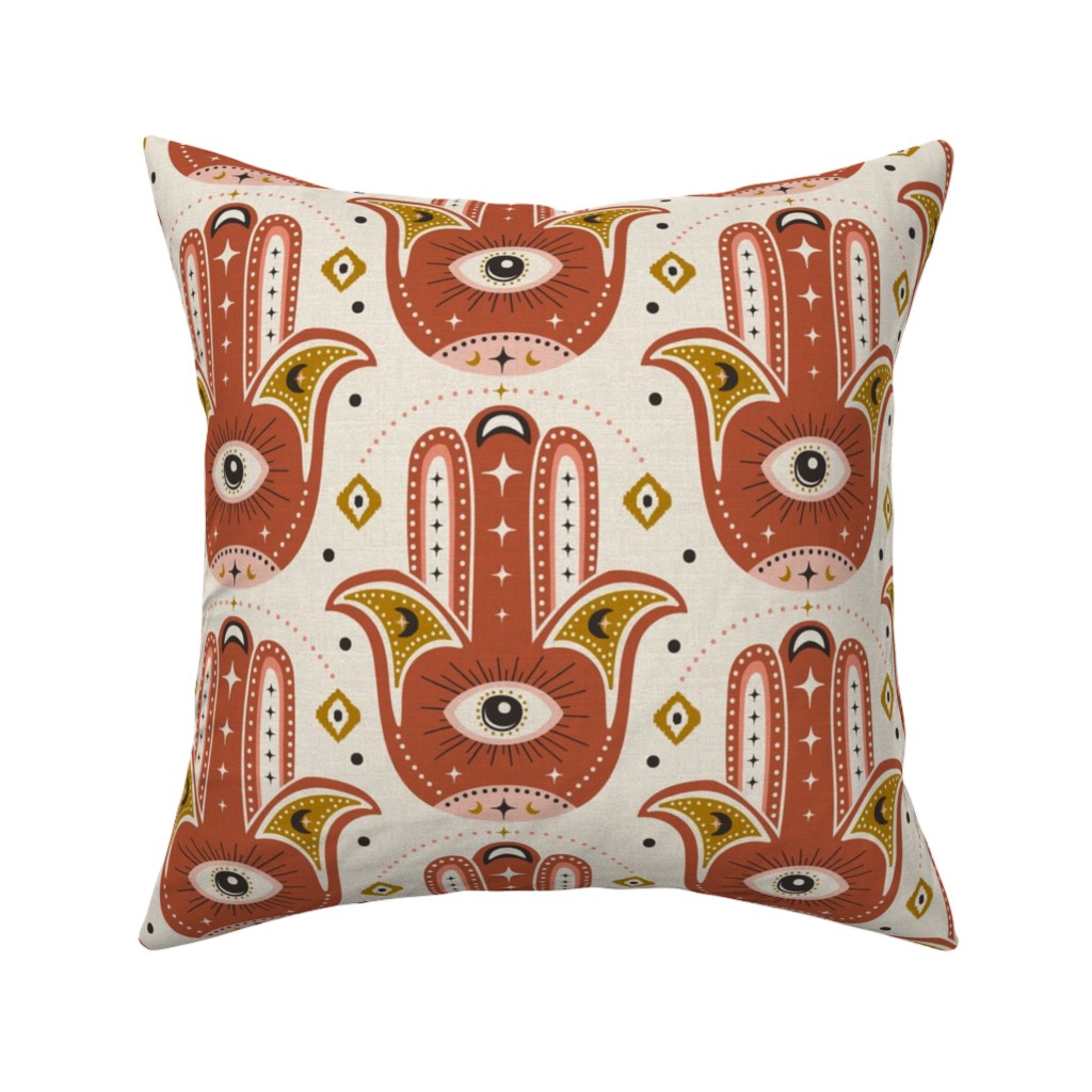 Good Fortune - Terracotta Pillow, Woven, Black, 16x16, Single Sided, Orange