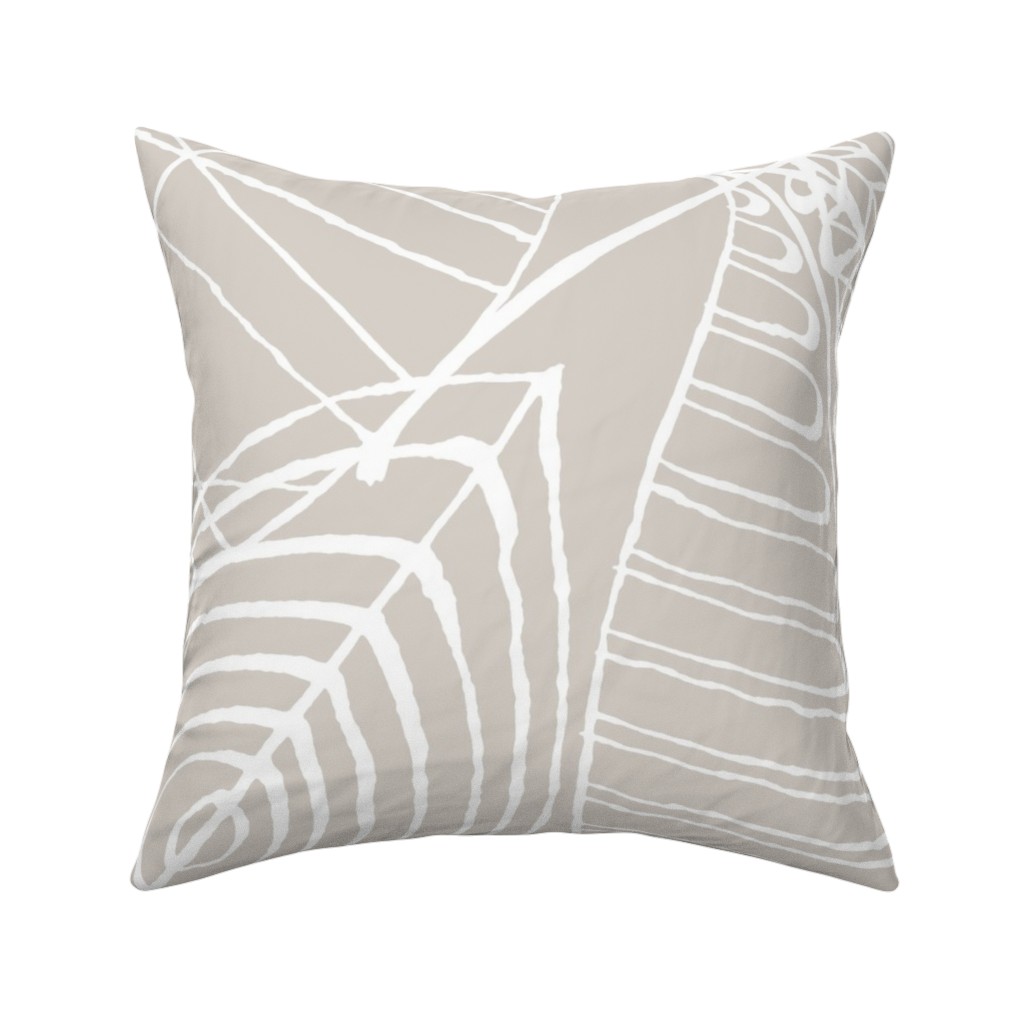 Leaves - Greige Pillow, Woven, Black, 16x16, Single Sided, Beige, Pearl