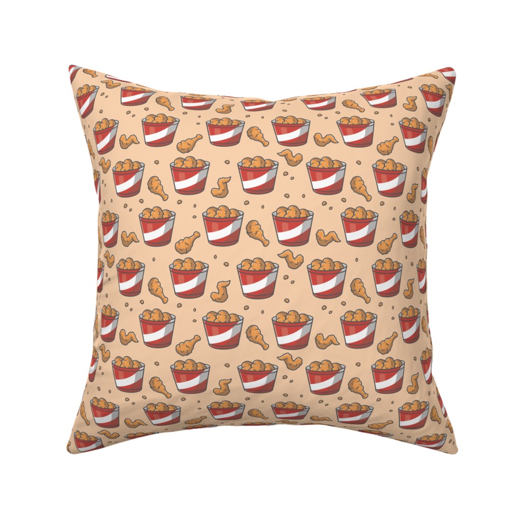 Fried Chicken Bucket Pillow, Woven, Black, 16x16, Single Sided, Orange, Nectar