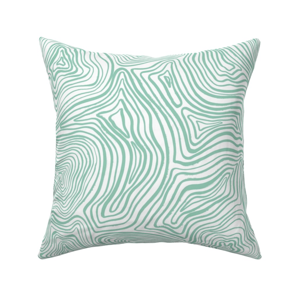 Abstract Wavy Lines - Green Pillow, Woven, Black, 16x16, Single Sided, Green