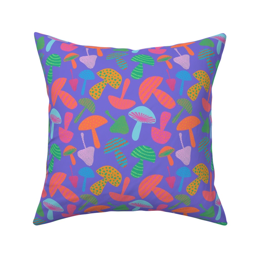 Mushroom Tossed - Bold Pillow, Woven, Black, 16x16, Single Sided, Purple