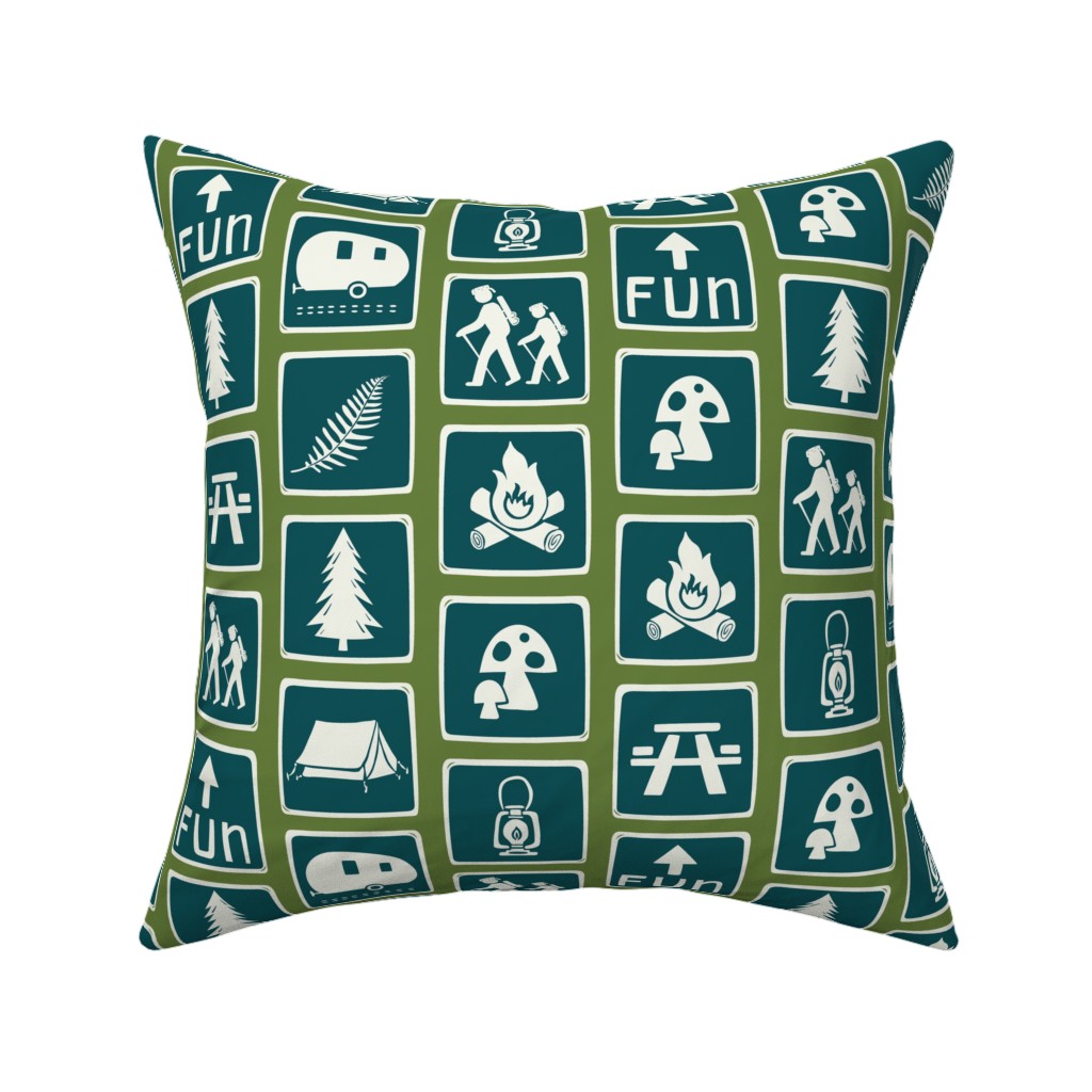 Follow the Signs To Fun Pillow, Woven, Black, 16x16, Single Sided, Green, Seaweed