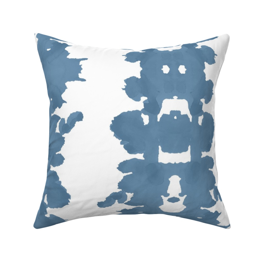 Double Inkblot - Blue Pillow, Woven, Black, 16x16, Single Sided, Blue, True Blue