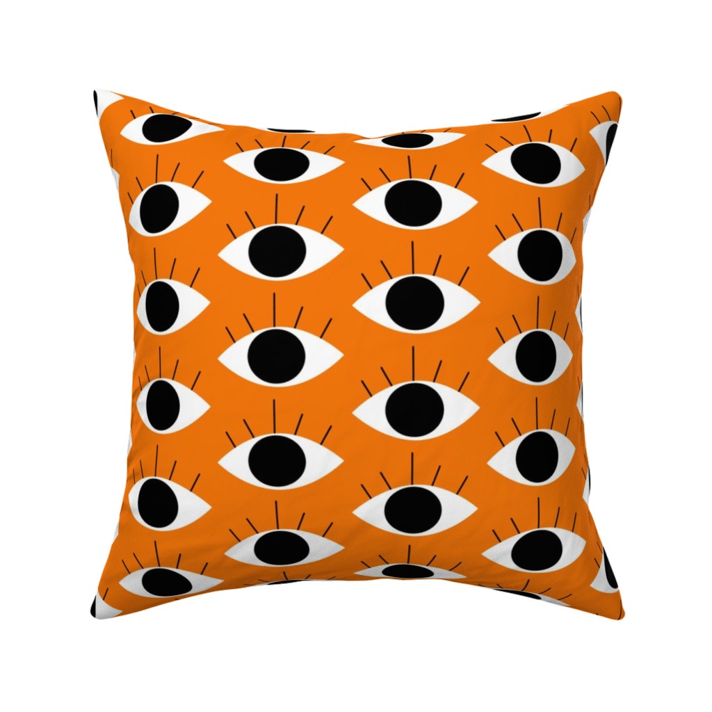 Spooky Eye - Orange Pillow, Woven, Black, 16x16, Single Sided, Orange