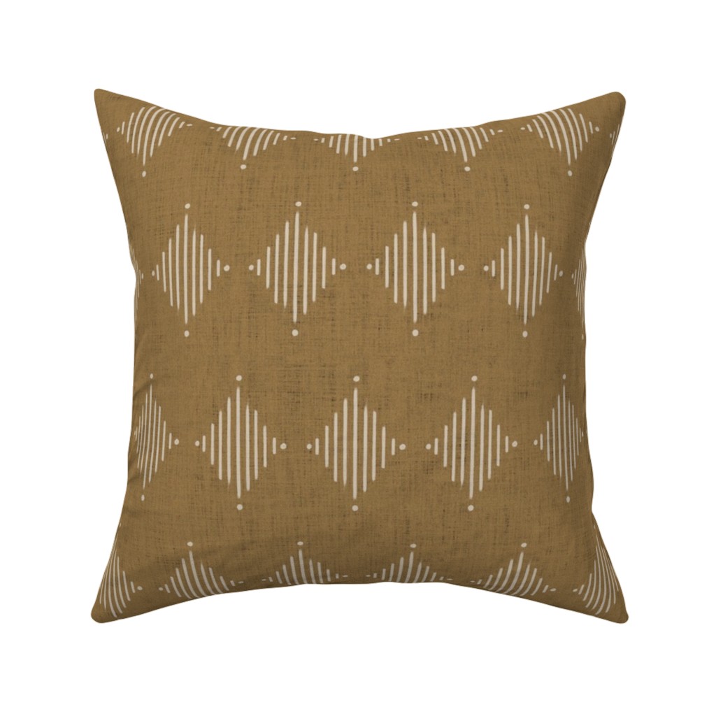 Brushed Diamond Lines Pillow, Woven, Black, 16x16, Single Sided, Brown