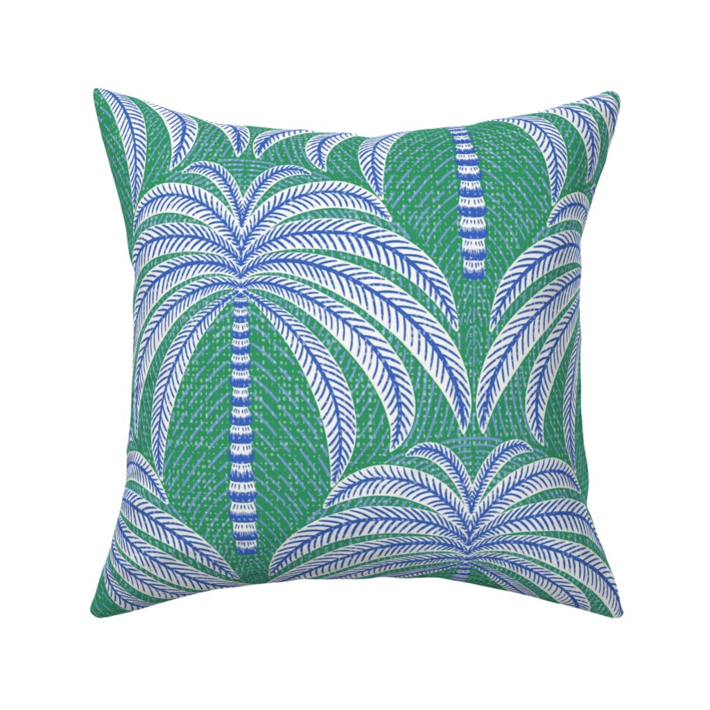 Palm Springs Palm Trees - Green Pillow, Woven, Black, 16x16, Single Sided, Green