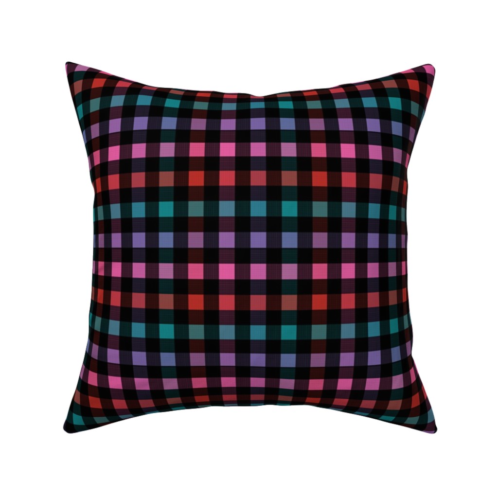 Picnic Plaid Pillow, Woven, Black, 16x16, Single Sided, Multicolor