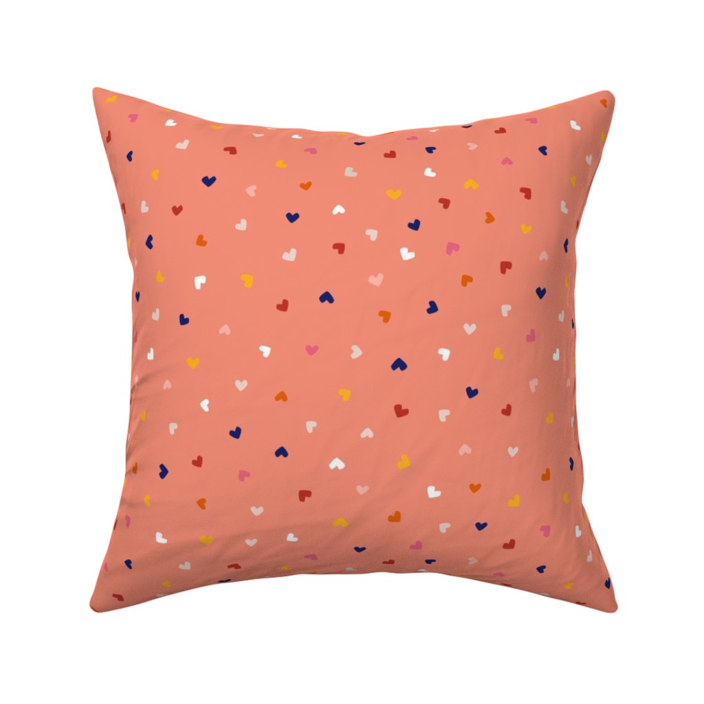 Heart Sprinkles - Pink Pillow, Woven, Black, 16x16, Single Sided, Pink