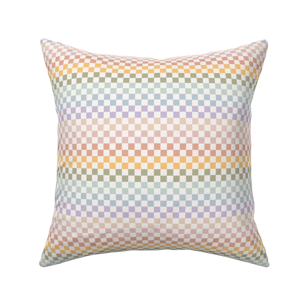 Boho Rainbow Checks Plaid - Multi Pillow, Woven, Black, 16x16, Single Sided, Multicolor