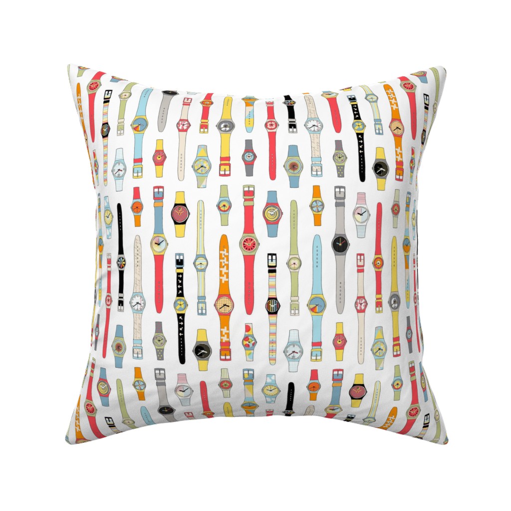 Fashion Watches - Multicolor Pillow, Woven, Black, 16x16, Single Sided, Multicolor