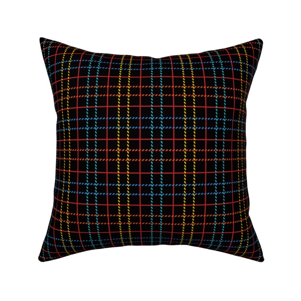 Grid Plaid - Dark Multi Pillow, Woven, Black, 16x16, Single Sided, Black, Black