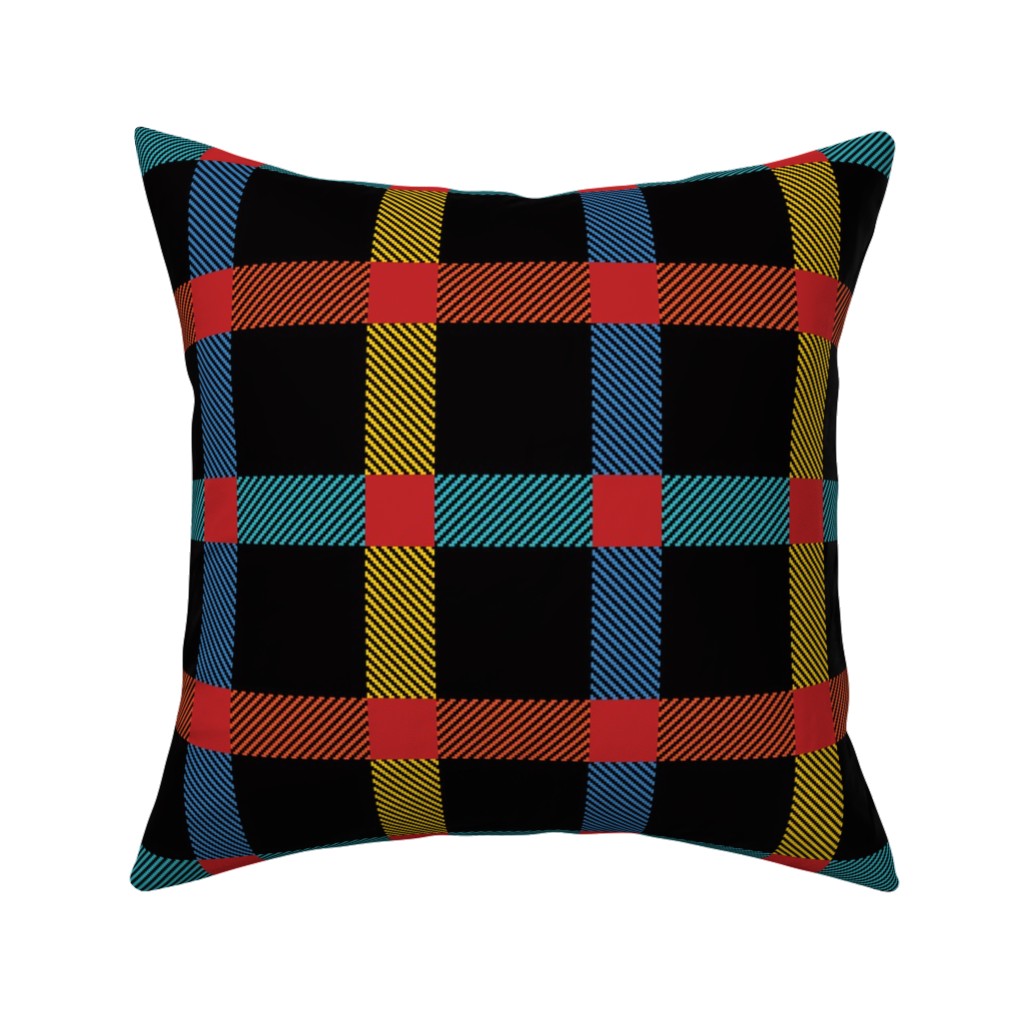 Pnw Rainier Plaid Pillow, Woven, Black, 16x16, Single Sided, Multicolor