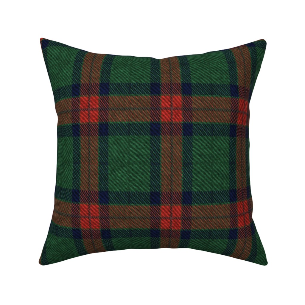 Holiday Tartan Pillow, Woven, Black, 16x16, Single Sided, Green
