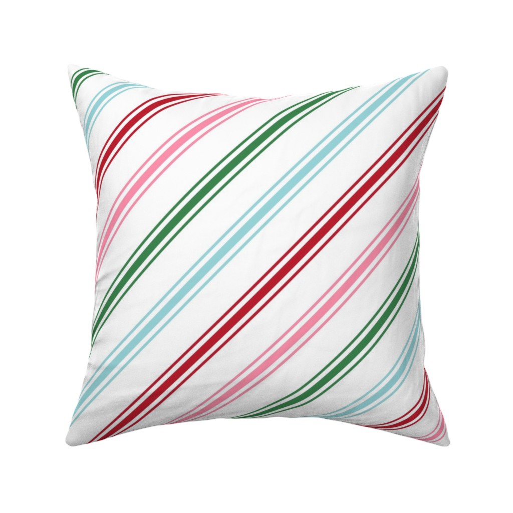 Christmas Wish Candy Cane Stripes - Multi Pillow, Woven, Black, 16x16, Single Sided, Multicolor