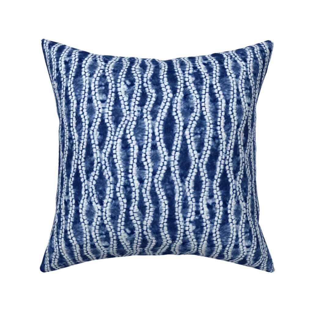 Shibori Ripples - Blue Pillow, Woven, Black, 16x16, Single Sided, Blue