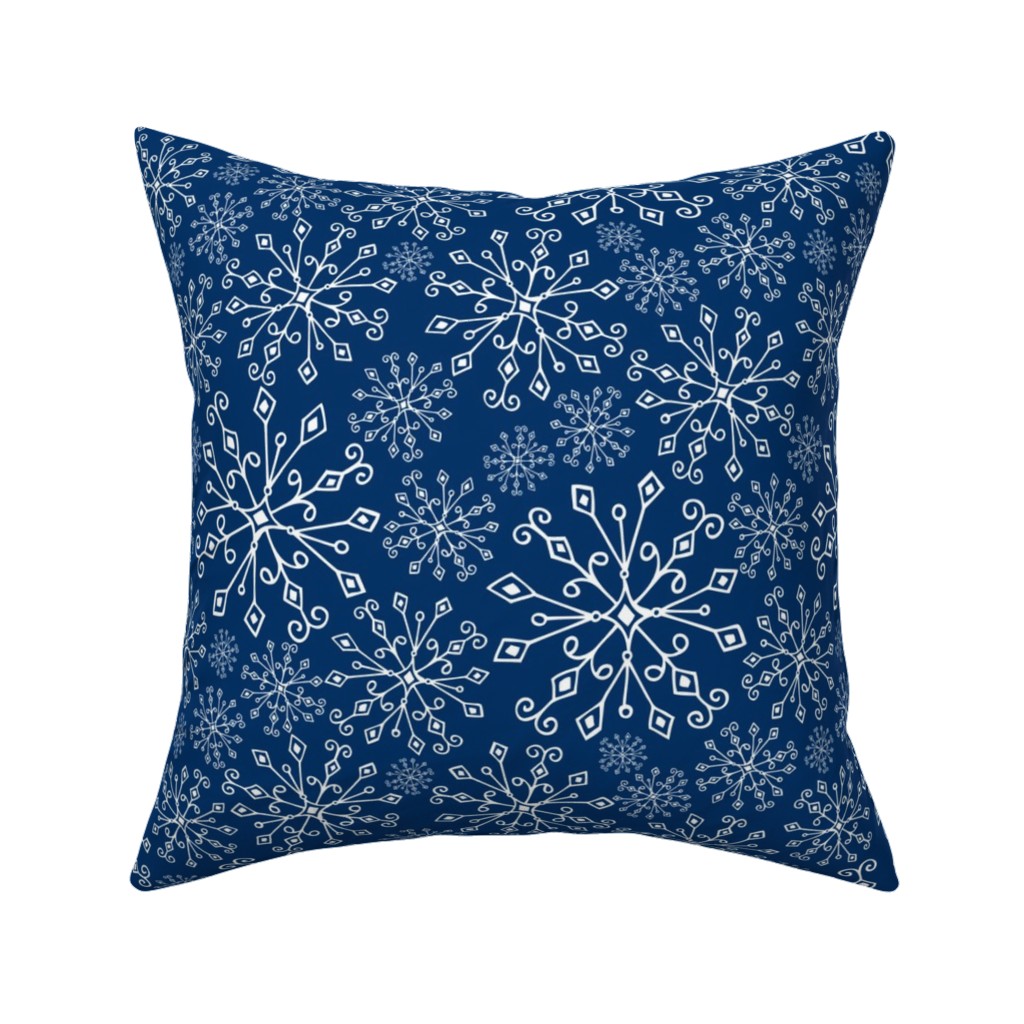 Frost Snowflakes Pillow, Woven, Black, 16x16, Single Sided, Blue