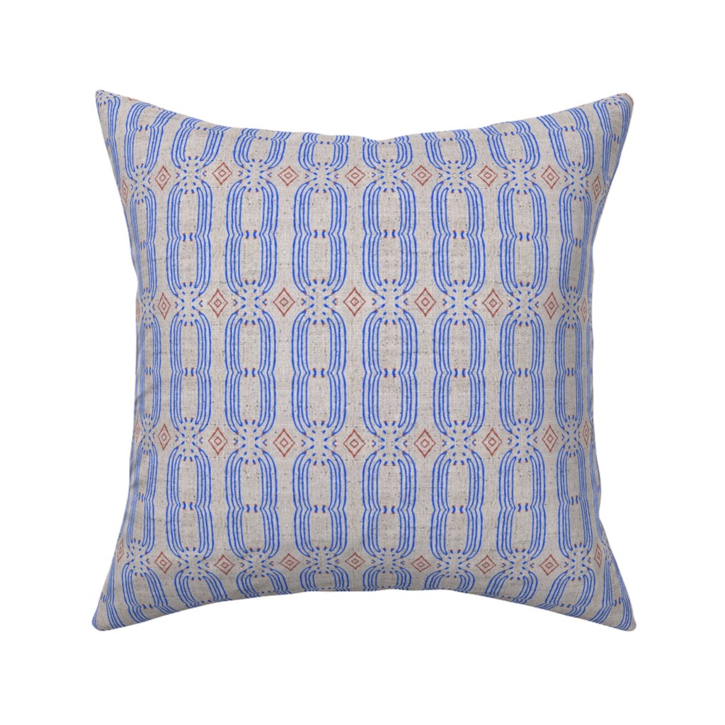 French Linen Loop - Blue Pillow, Woven, Black, 16x16, Single Sided, Blue