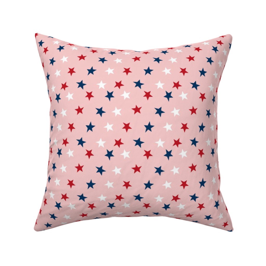 Patriotic Stars Pillow, Woven, Black, 16x16, Single Sided, Pink