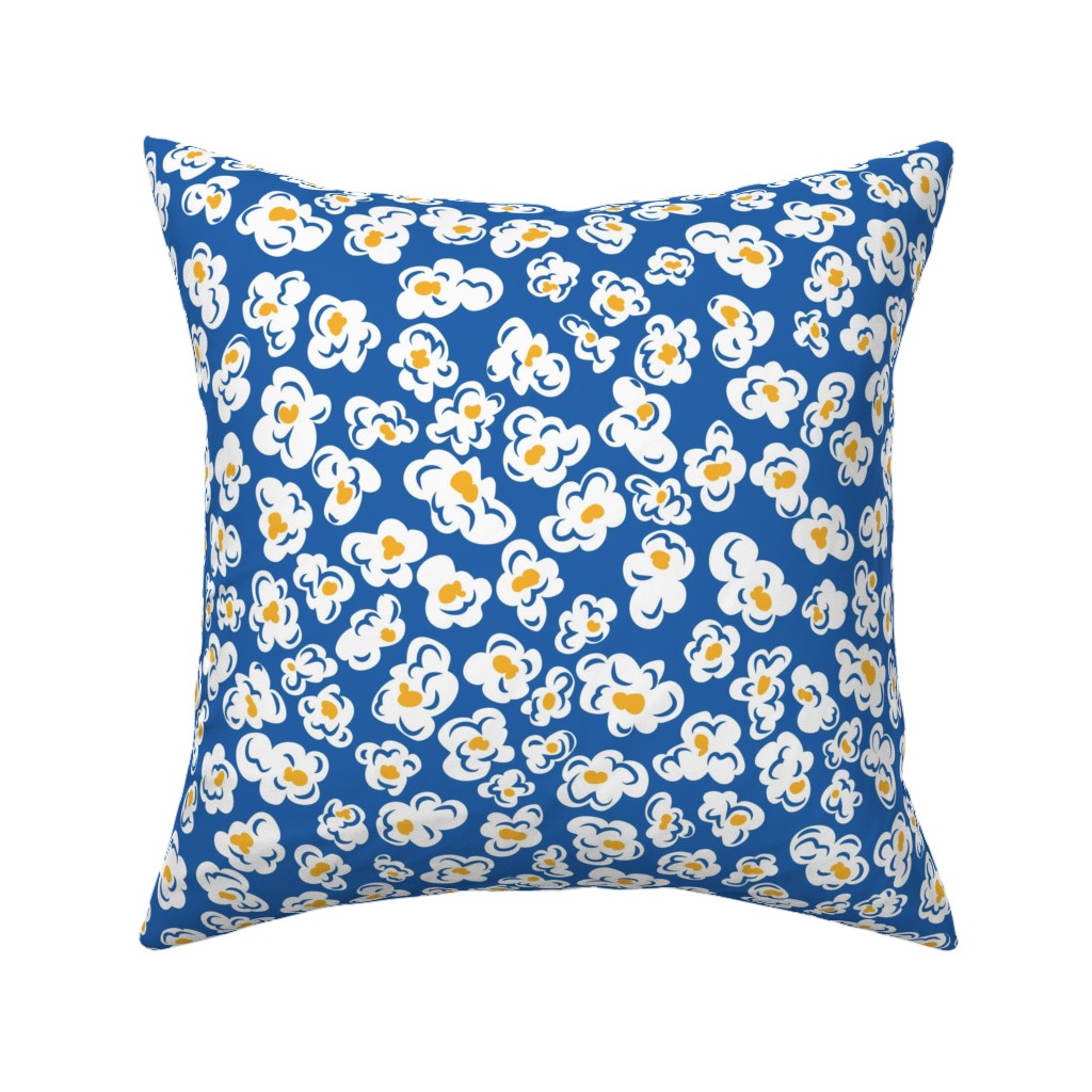 Pop, Pop, Popcorn - Blue Pillow, Woven, Black, 16x16, Single Sided, Blue