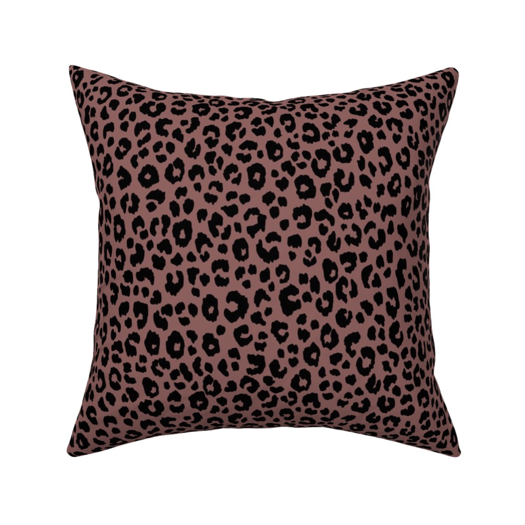 Leopard - Pale Mauve Pillow, Woven, Black, 16x16, Single Sided, Pink