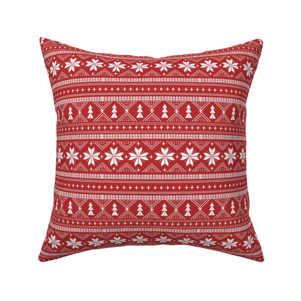 Nordic Sweater - Red Pillow, Woven, Black, 16x16, Single Sided, Red