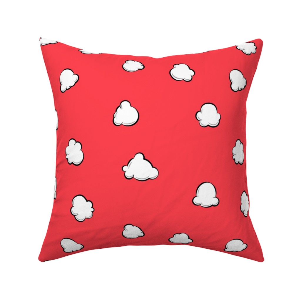 Popcorn - Red Pillow, Woven, Black, 16x16, Single Sided, Red