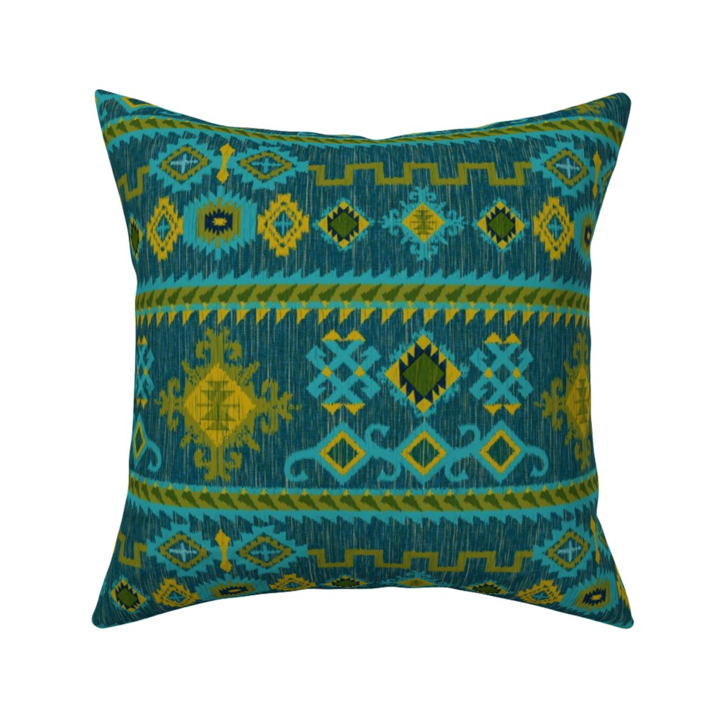 Kilim - Ocean Tones Pillow, Woven, Black, 16x16, Single Sided, Green, Classic Green