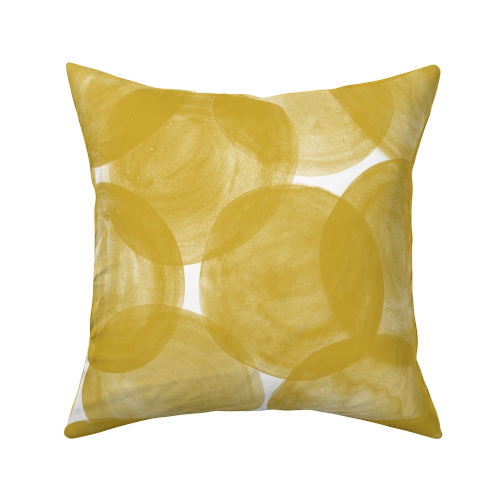 Watercolor Dots - Yellow Pillow, Woven, Black, 16x16, Single Sided, Yellow