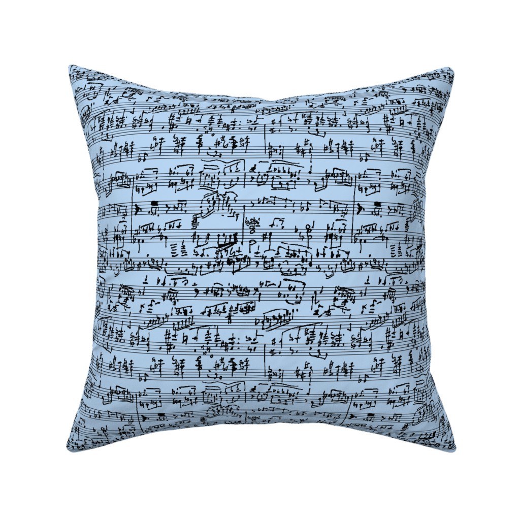 Handwritten Sheet Music Pillow, Woven, Black, 16x16, Single Sided, Blue, Powder