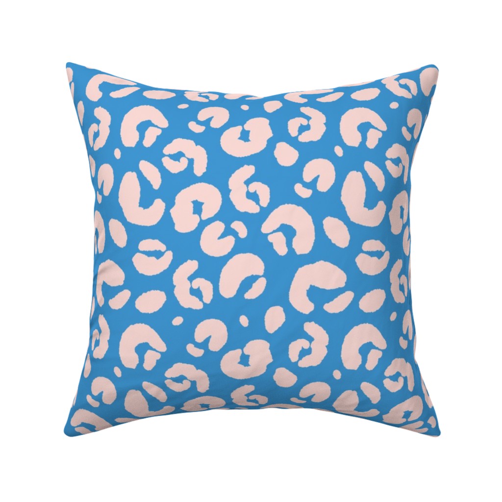 Jaguar Spots - Blue Pillow, Woven, Black, 16x16, Single Sided, Blue, True Blue