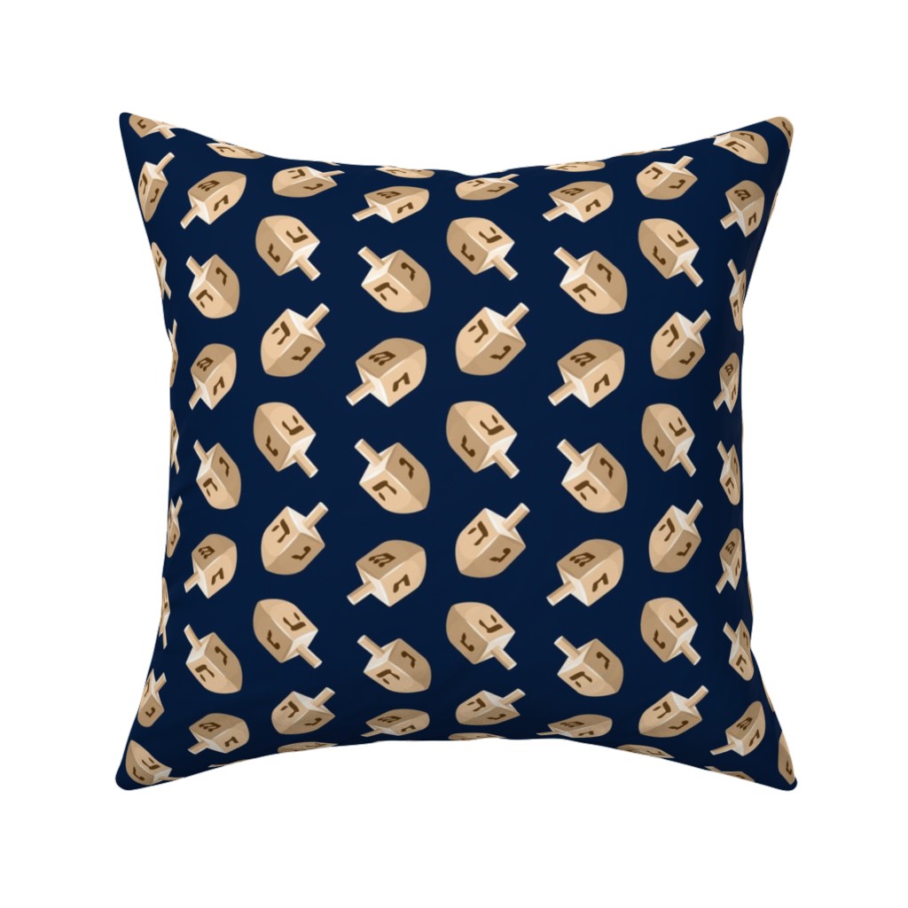 Dreidels Pillow, Woven, Black, 16x16, Single Sided, Blue