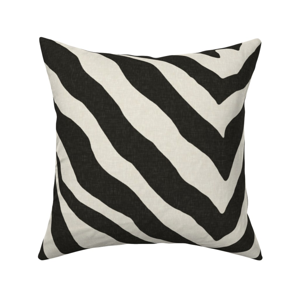 Zebra Pattern Pillow, Woven, Black, 16x16, Single Sided, Black